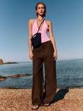 Mango Scott Linen Rich Trousers, Medium Brown