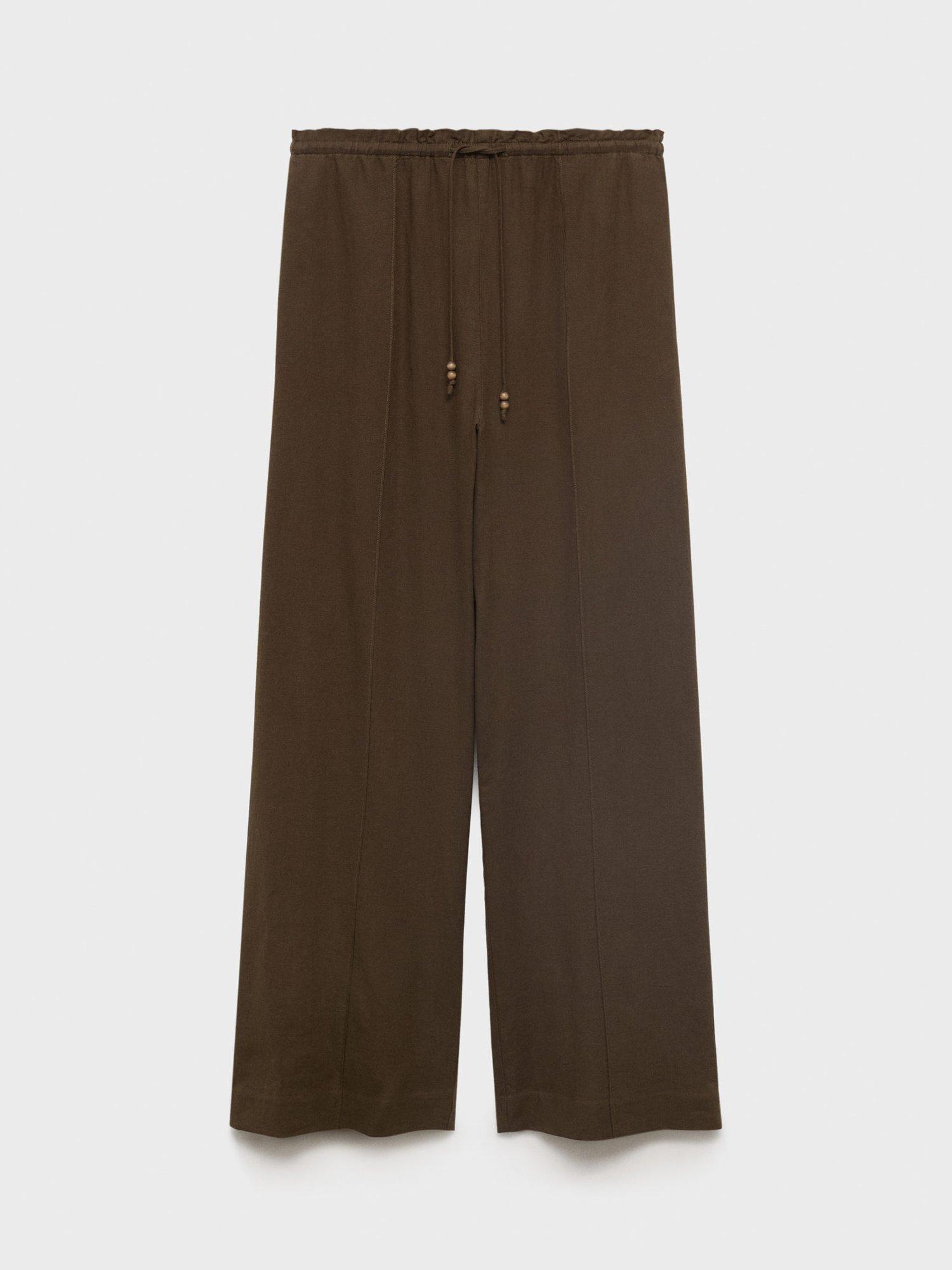 Product image 3 of 8, which shows Mango Scott Linen Rich Trousers, Medium Brown, XXS