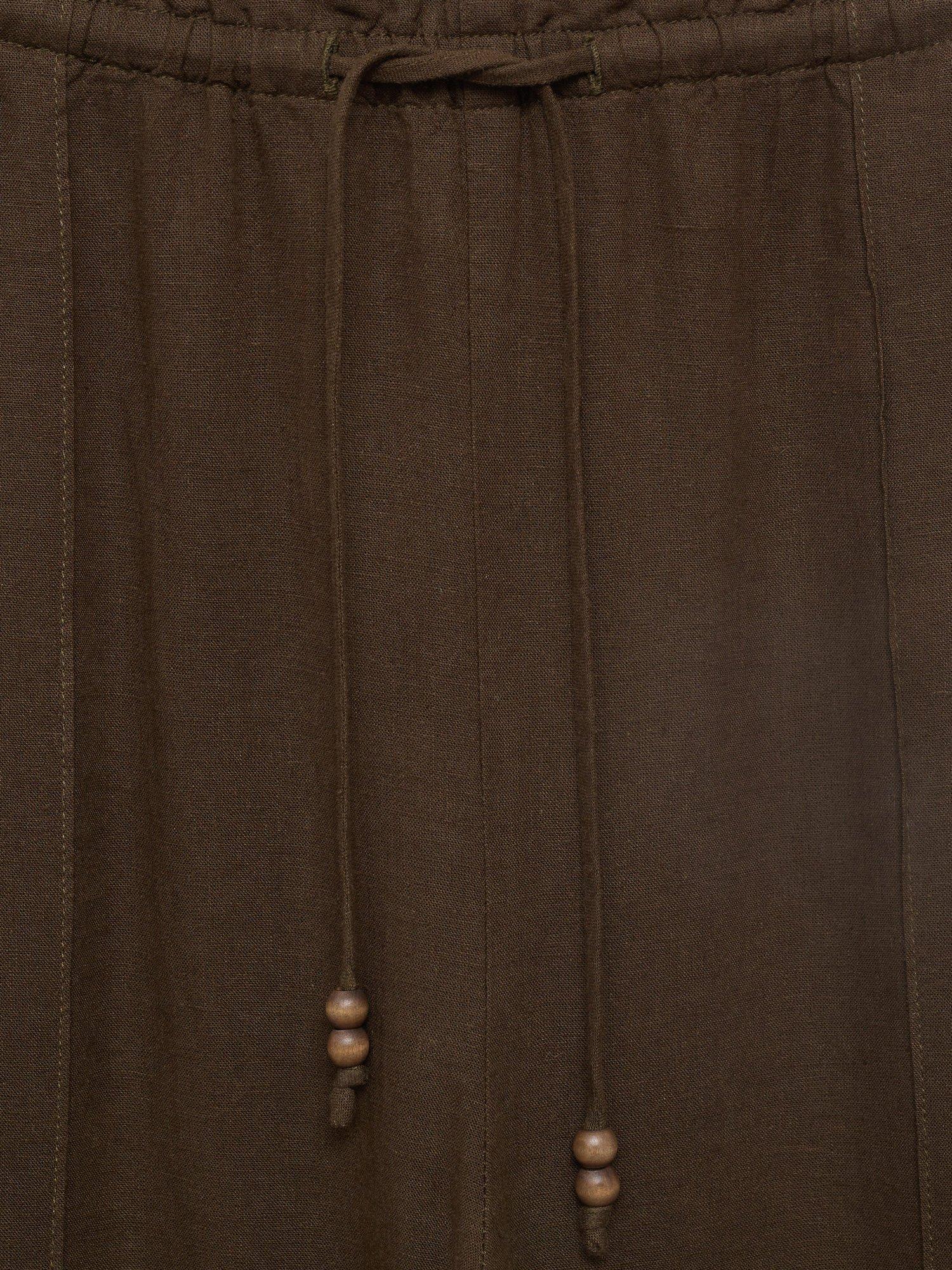 Product image 8 of 8, which shows Mango Scott Linen Rich Trousers, Medium Brown, XXS