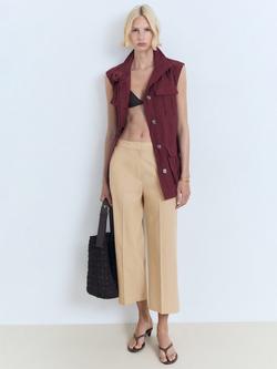 Mango Theo-H Cropped Trousers, Medium Brown - view 2, Medium Brown