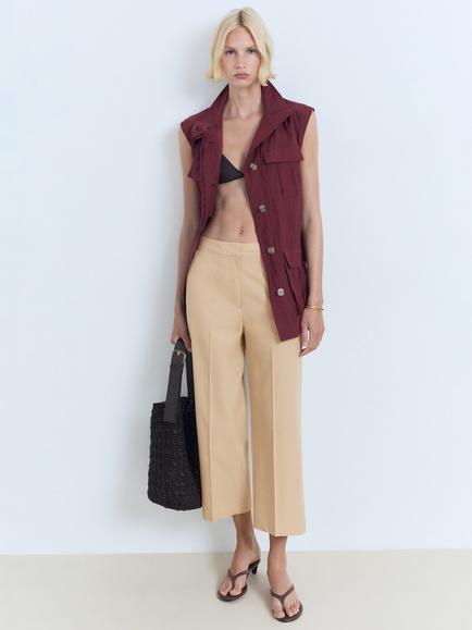 Mango Theo-H Cropped Trousers, Medium Brown - view 2, Medium Brown