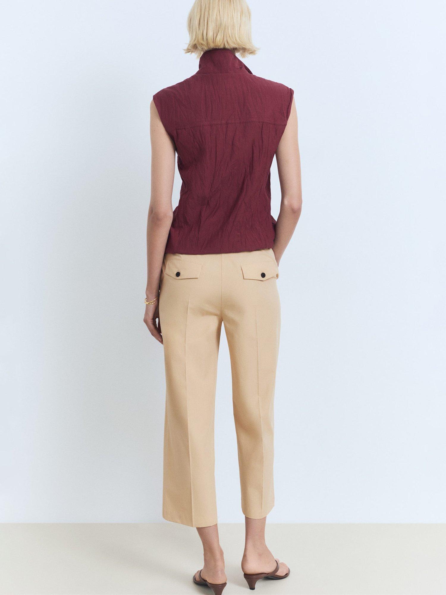 Product image 4 of 7, which shows Mango Theo-H Cropped Trousers, Medium Brown, L