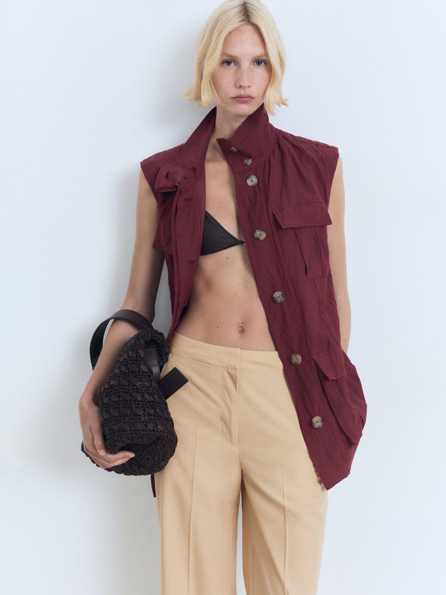 Product image 6 of 7, which shows Mango Theo-H Cropped Trousers, Medium Brown, L