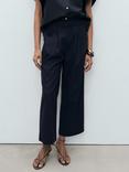 Mango Tomy-H Cotton Blend Trousers, Navy