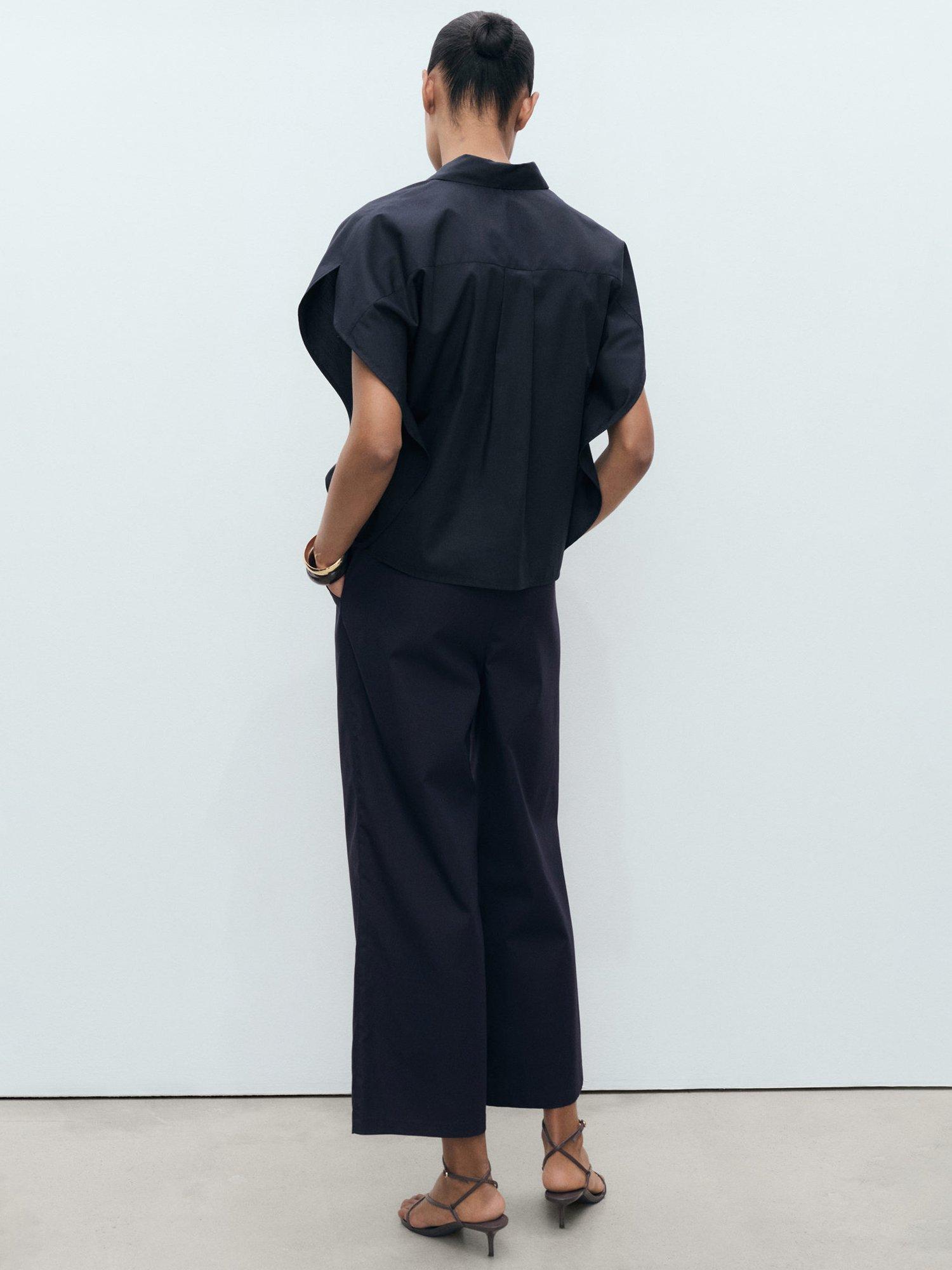 Product image 4 of 7, which shows Mango Tomy-H Cotton Blend Trousers, Navy, S