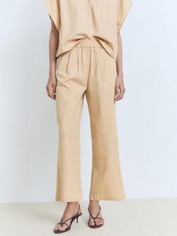 Mango Tomy-H Cotton Blend Trousers, Medium Brown, Medium Brown