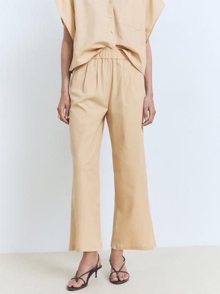 Mango Tomy-H Cotton Blend Trousers, Medium Brown, Medium Brown