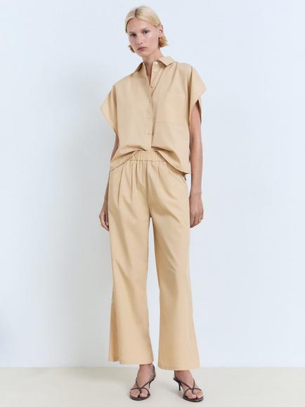Mango Tomy-H Cotton Blend Trousers, Medium Brown - view 2, Medium Brown