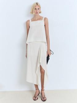 Mango Limon Cotton Striped Sleeveless Top, Natural White - view 2, Natural White