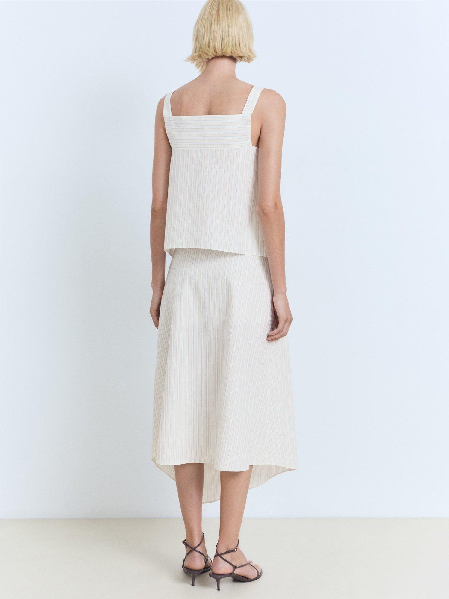 Product image 4 of 7, which shows Mango Limon Cotton Striped Sleeveless Top, Natural White, L