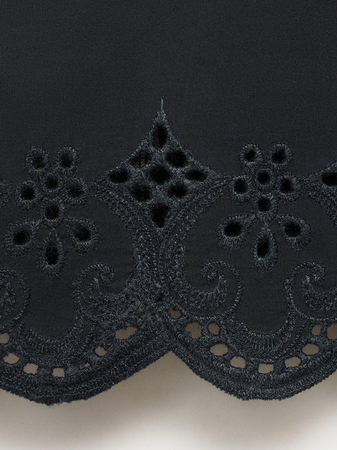 Product image 5 of 8, which shows Mango Luisa Cotton Embroidered Crop Top, Black, XS