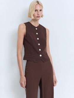 Mango Nina Tailored Waistcoat, Brown, Brown