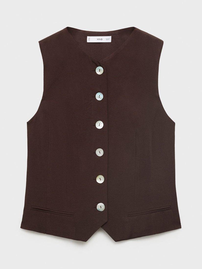 Product image 3 of 8, which shows Mango Nina Tailored Waistcoat, Brown, L