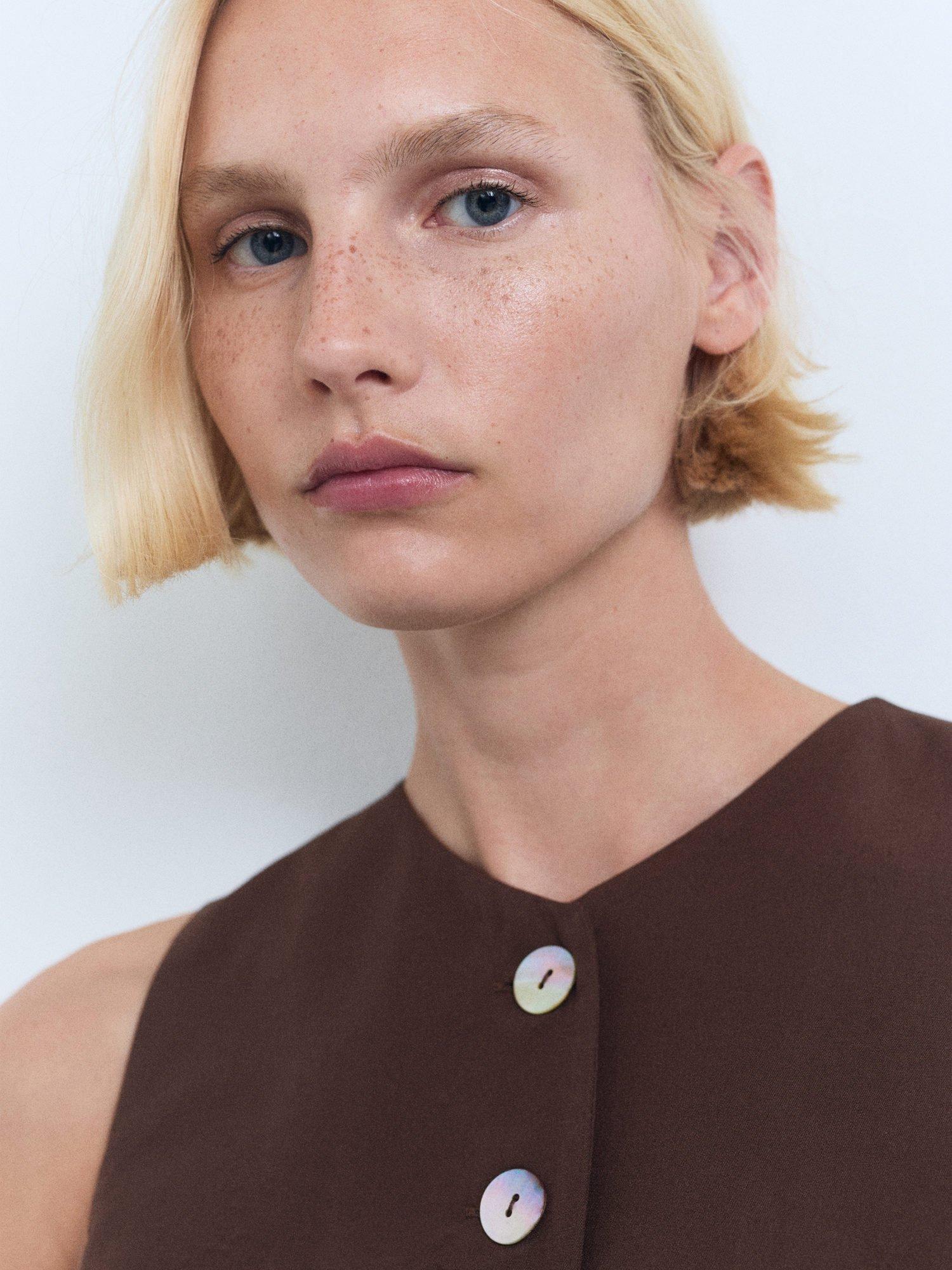 Product image 6 of 8, which shows Mango Nina Tailored Waistcoat, Brown, L