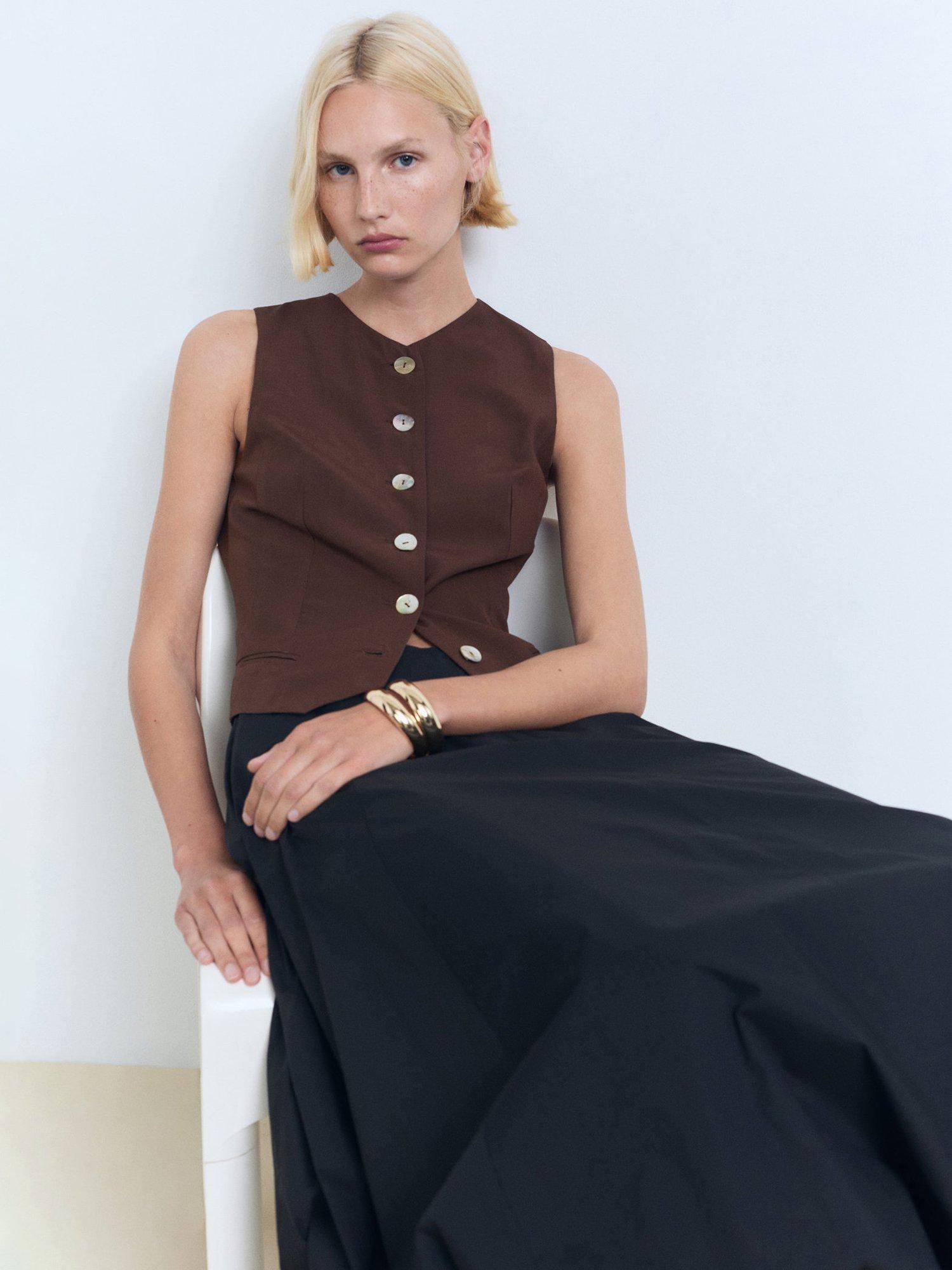 Product image 7 of 8, which shows Mango Nina Tailored Waistcoat, Brown, L