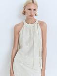 Mango Tania-H Embroidered Sleeveless Top, Natural White