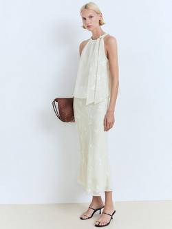 Mango Tania-H Embroidered Sleeveless Top, Natural White - view 2, Natural White