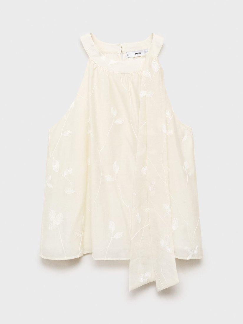 Product image 3 of 8, which shows Mango Tania-H Embroidered Sleeveless Top, Natural White, S