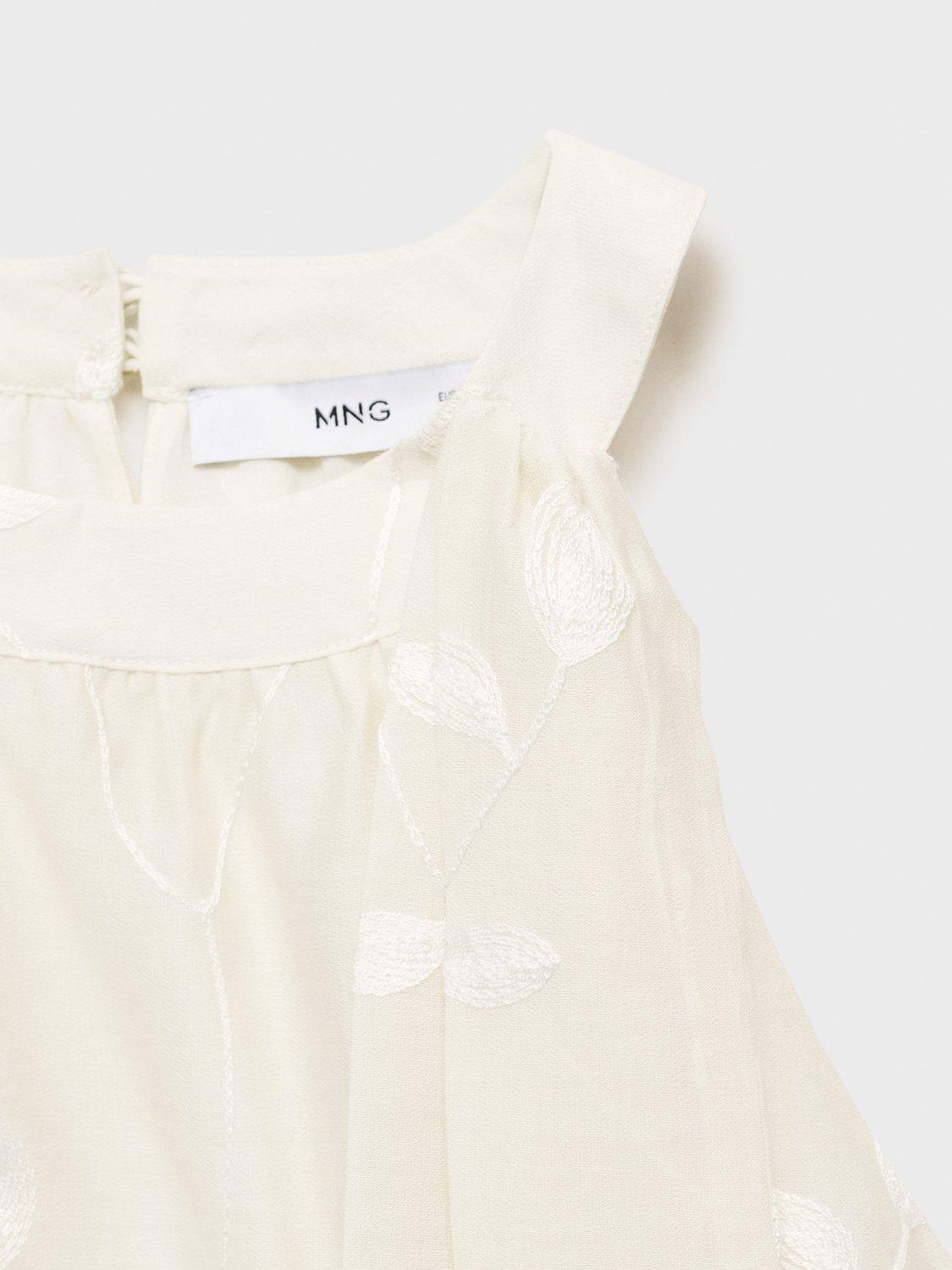 Product image 8 of 8, which shows Mango Tania-H Embroidered Sleeveless Top, Natural White, S