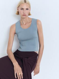 Mango Susan-H Scoop Neck Top, Medium Blue