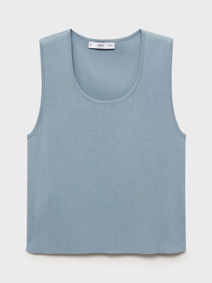 Product image 3 of 7, which shows Mango Susan-H Scoop Neck Top, Medium Blue, L