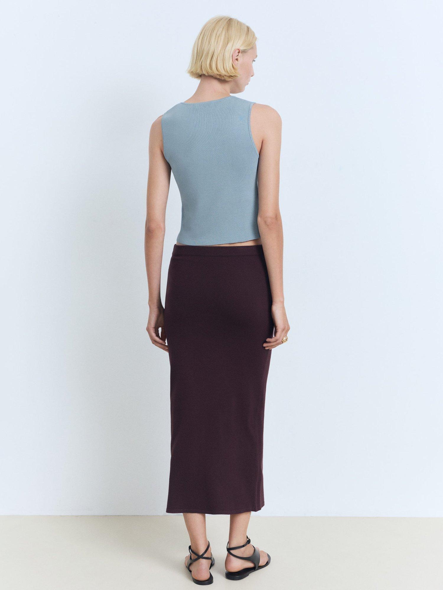 Product image 4 of 7, which shows Mango Susan-H Scoop Neck Top, Medium Blue, L