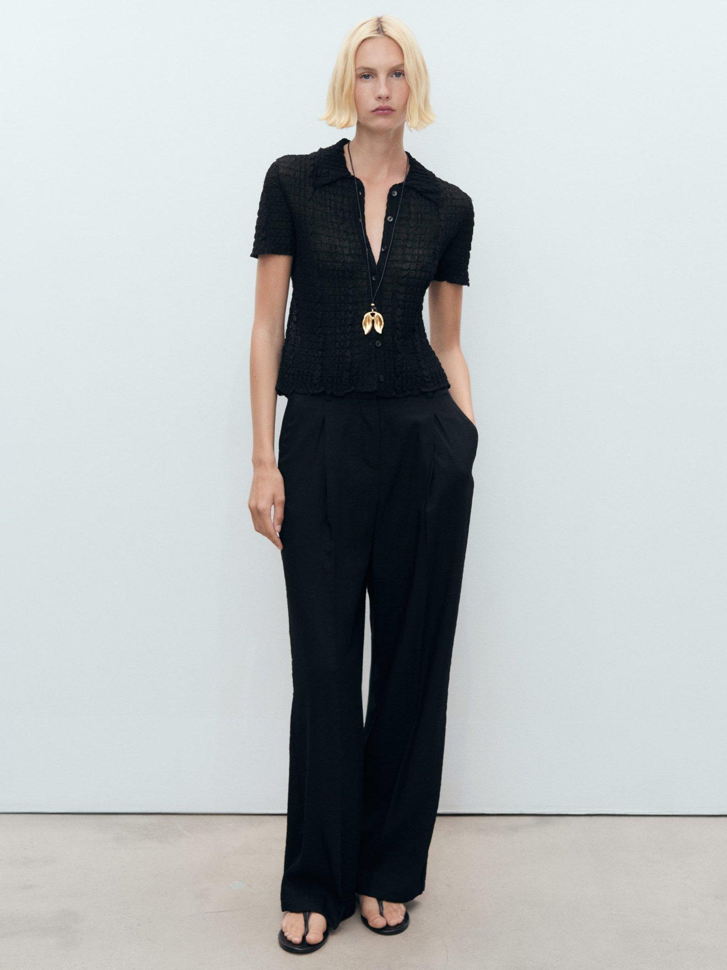 Product image 2 of 8, which shows Mango Carla Tailored Trousers, Black, 8