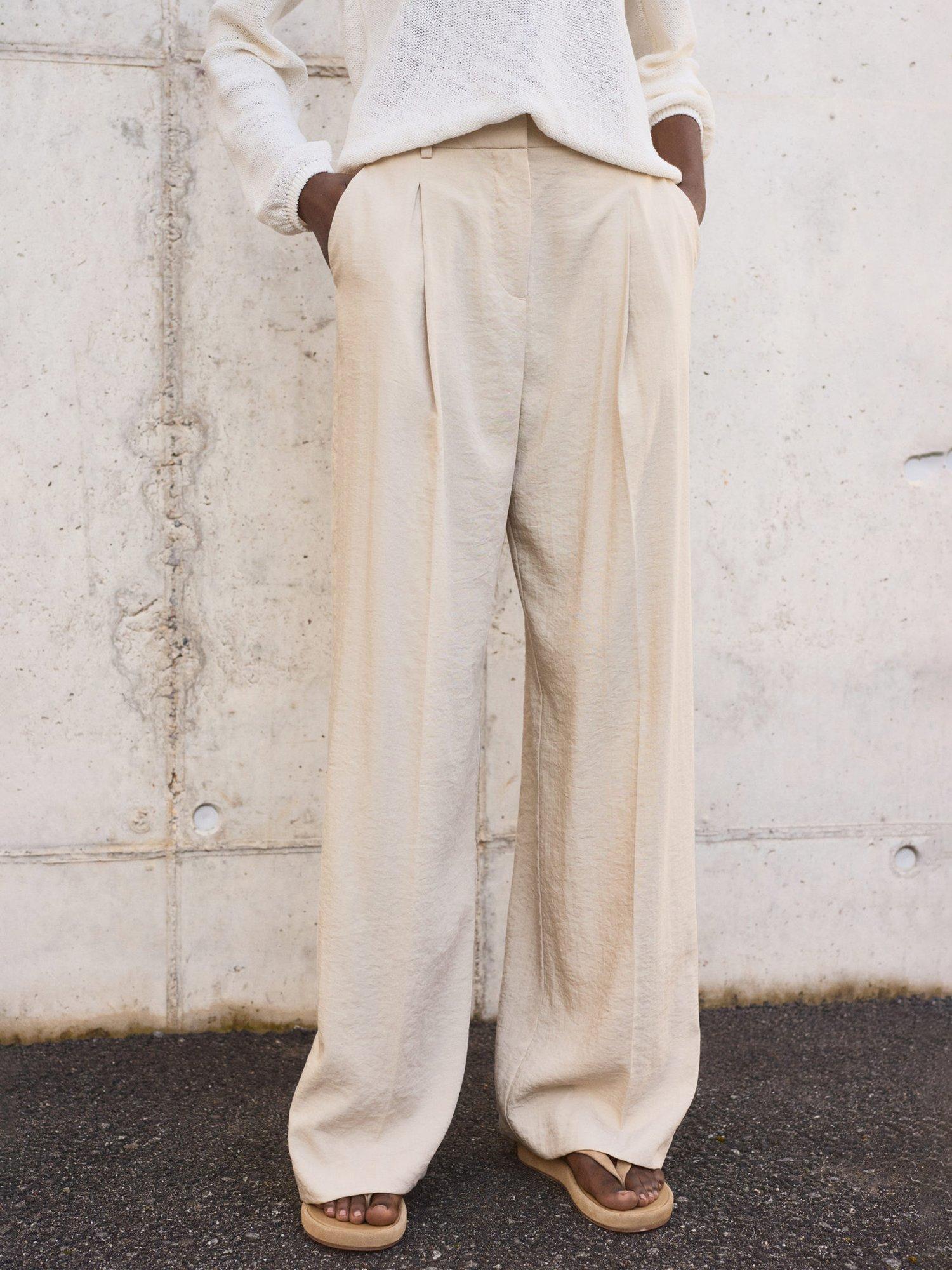 Product image 1 of 9, which shows Mango Carla Tailored Trousers, Pastel Grey, 8