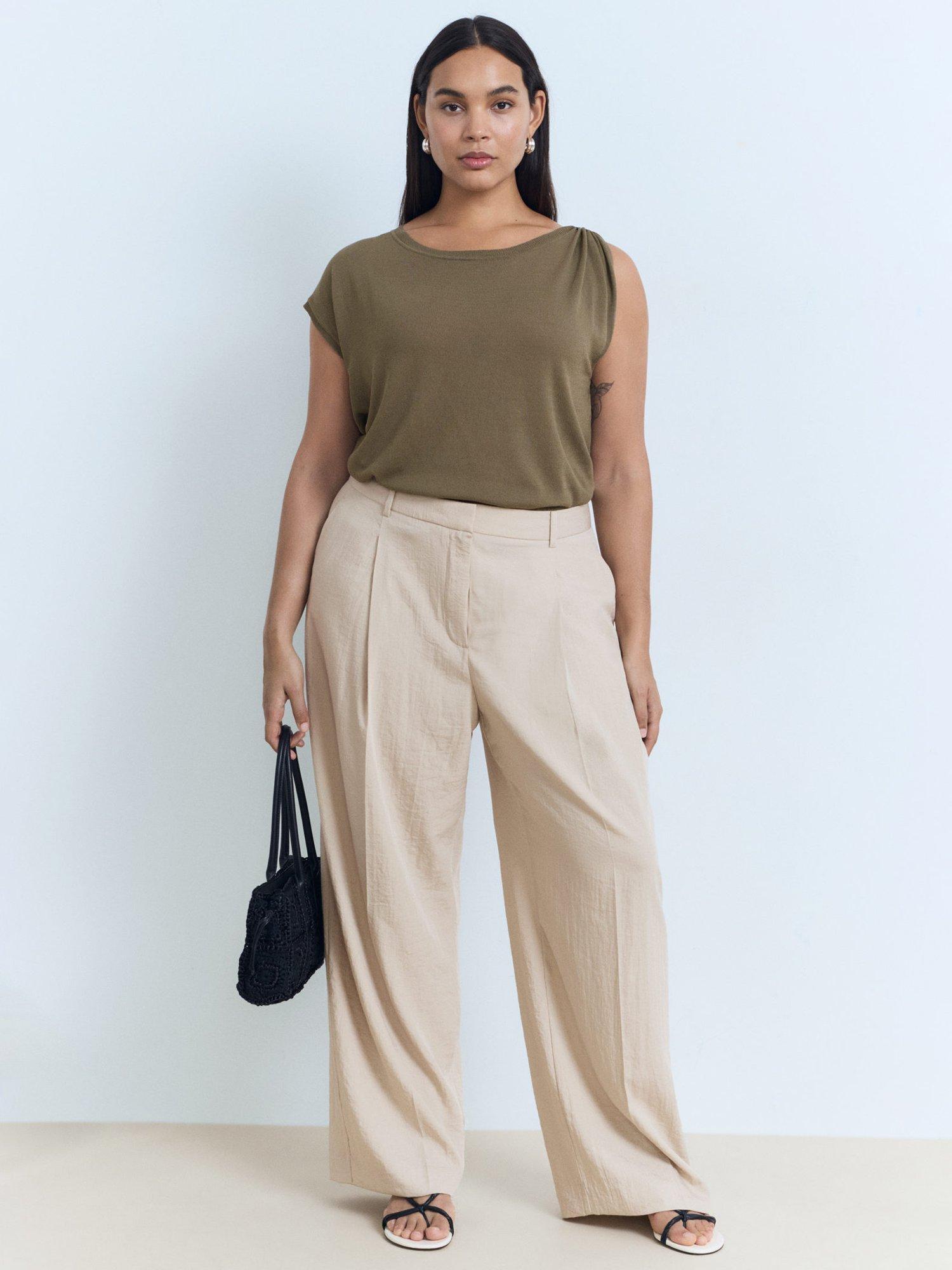 Product image 8 of 9, which shows Mango Carla Tailored Trousers, Pastel Grey, 8