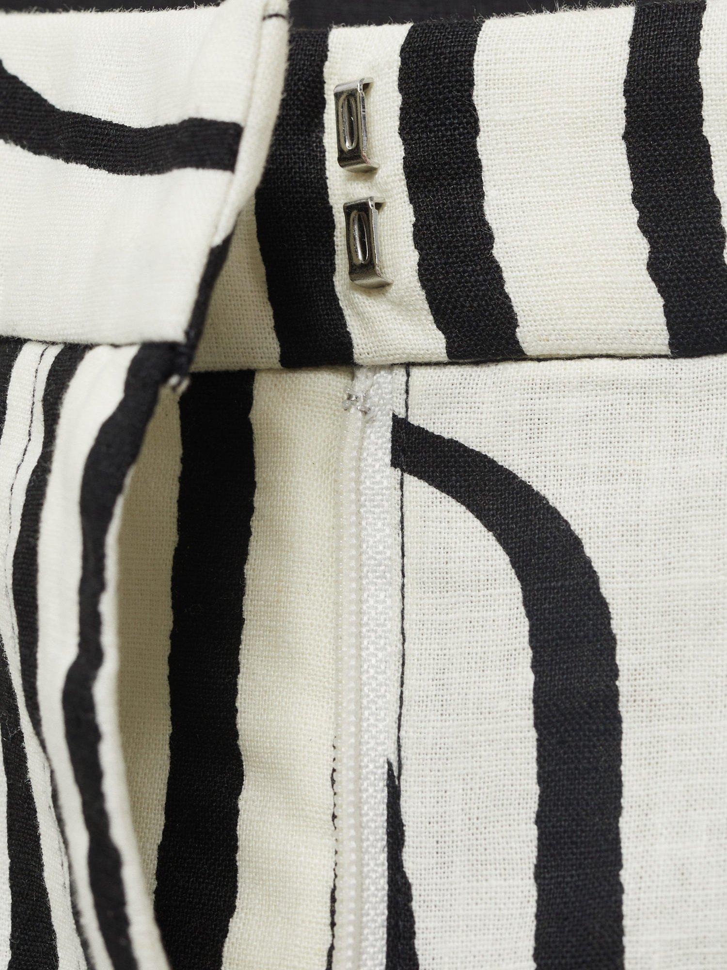 Product image 8 of 8, which shows Mango Doty Cotton Linen Blend Geometric Print Trousers, Natural White, 10