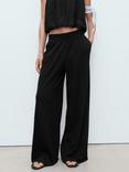 Mango Lucrecia Fine Knit Straight Fit Trousers, Black