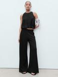 Mango Lucrecia Fine Knit Straight Fit Trousers, Black