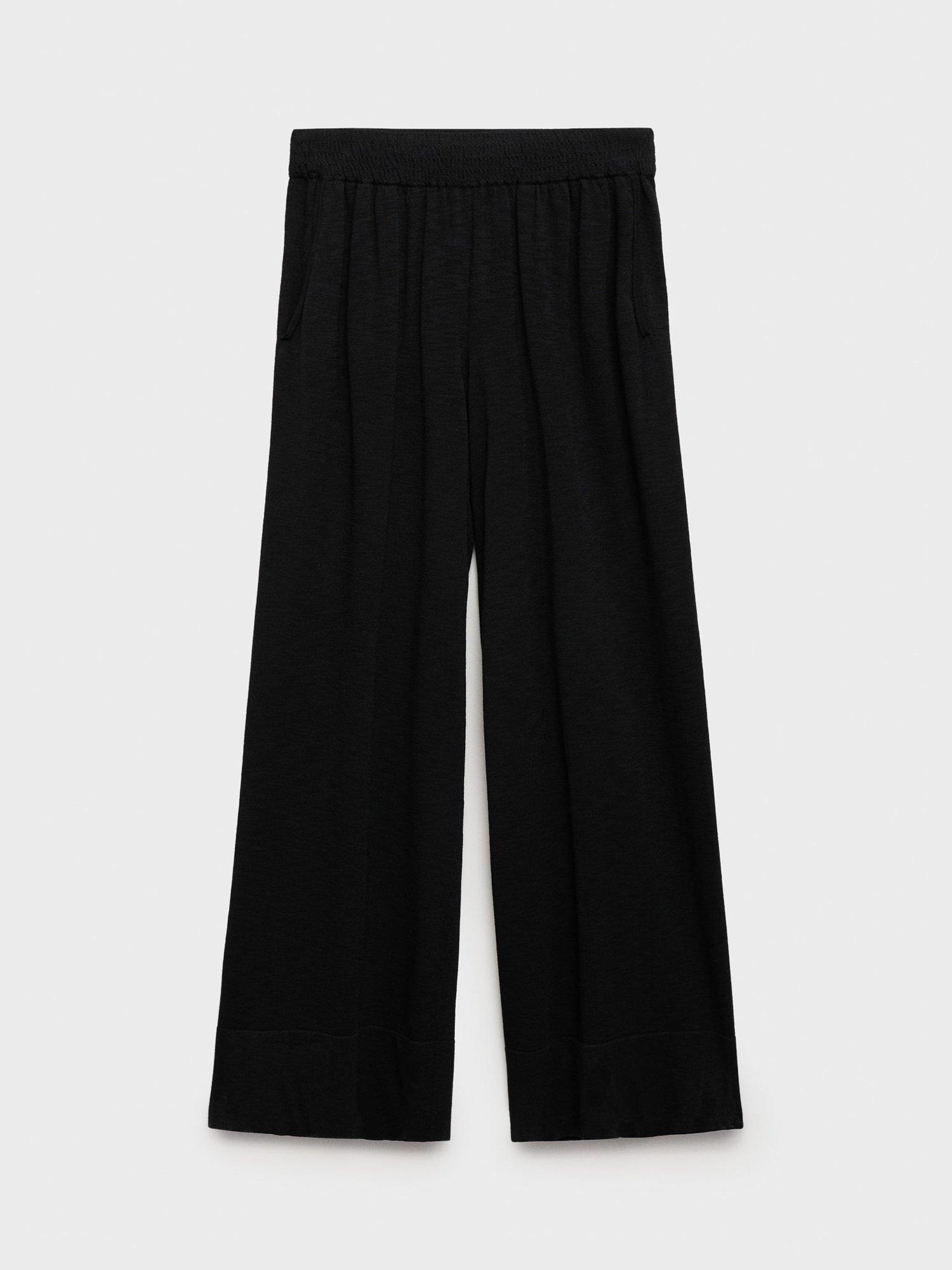Product image 3 of 8, which shows Mango Lucrecia Fine Knit Straight Fit Trousers, Black, XS