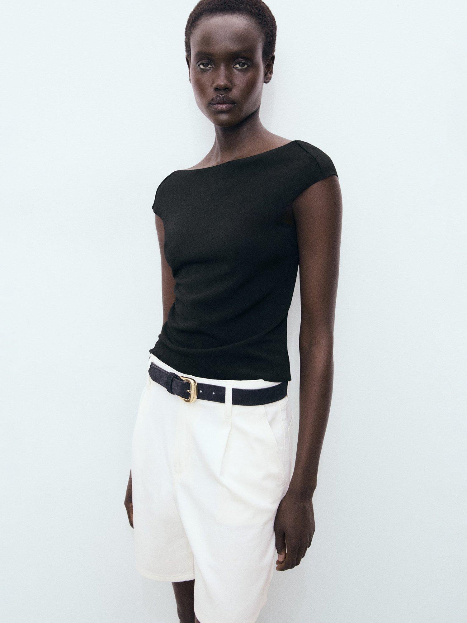 Product image 1 of 7, which shows Mango Sleeveless Backless Top, Black, L