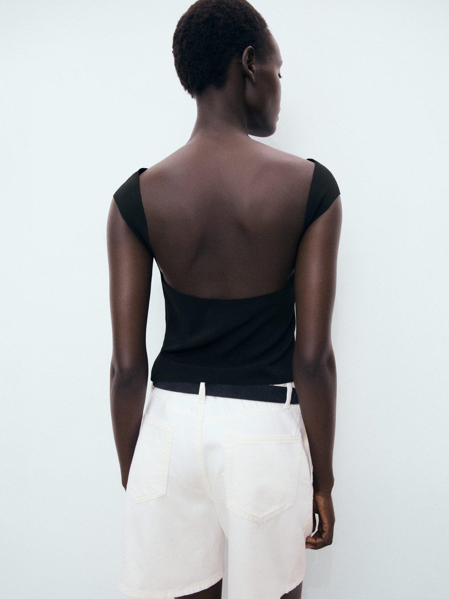 Product image 4 of 7, which shows Mango Sleeveless Backless Top, Black, L