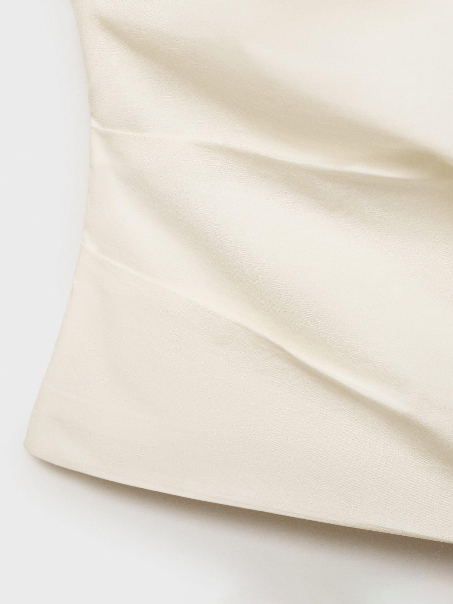 Product image 5 of 8, which shows Mango Bari Cotton Asymmetrical Flower Embroidered Top, Natural White, S