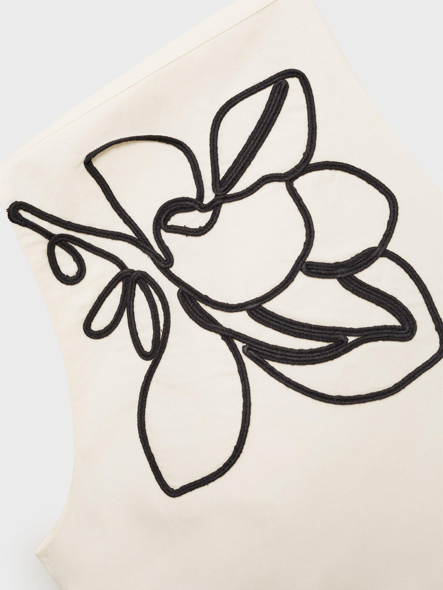 Product image 8 of 8, which shows Mango Bari Cotton Asymmetrical Flower Embroidered Top, Natural White, S