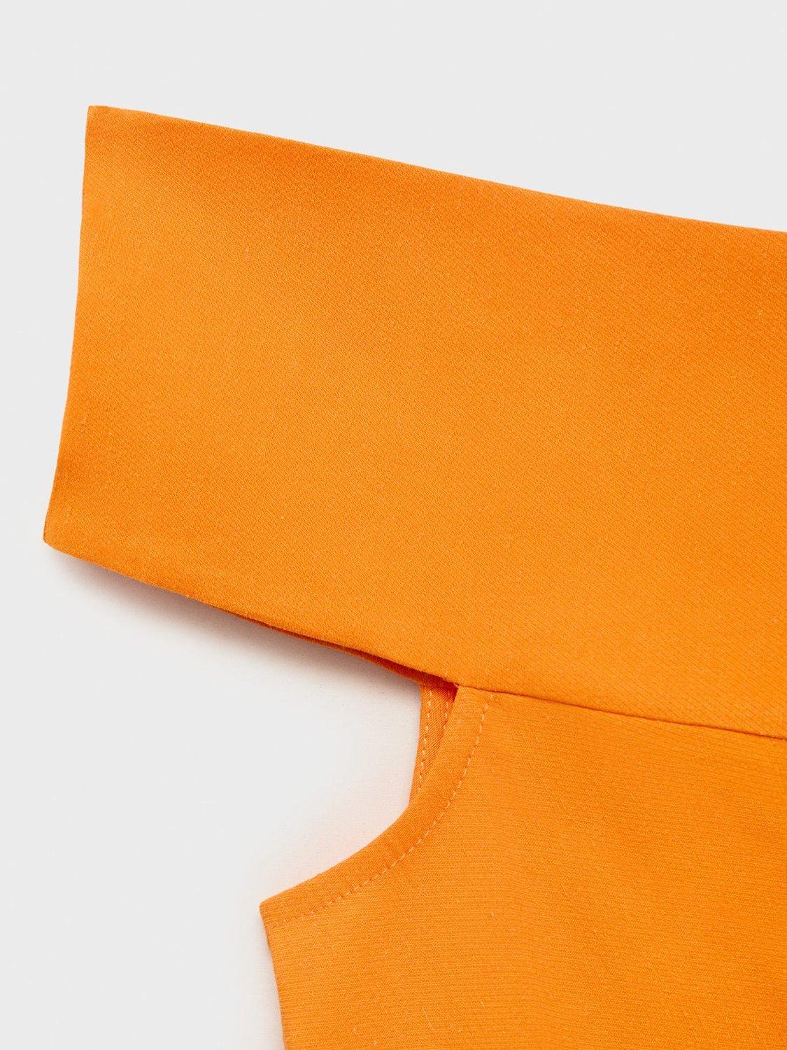 Product image 5 of 11, which shows Mango Benji Linen Blend Asymmetrical Strapless Top, Orange, XS