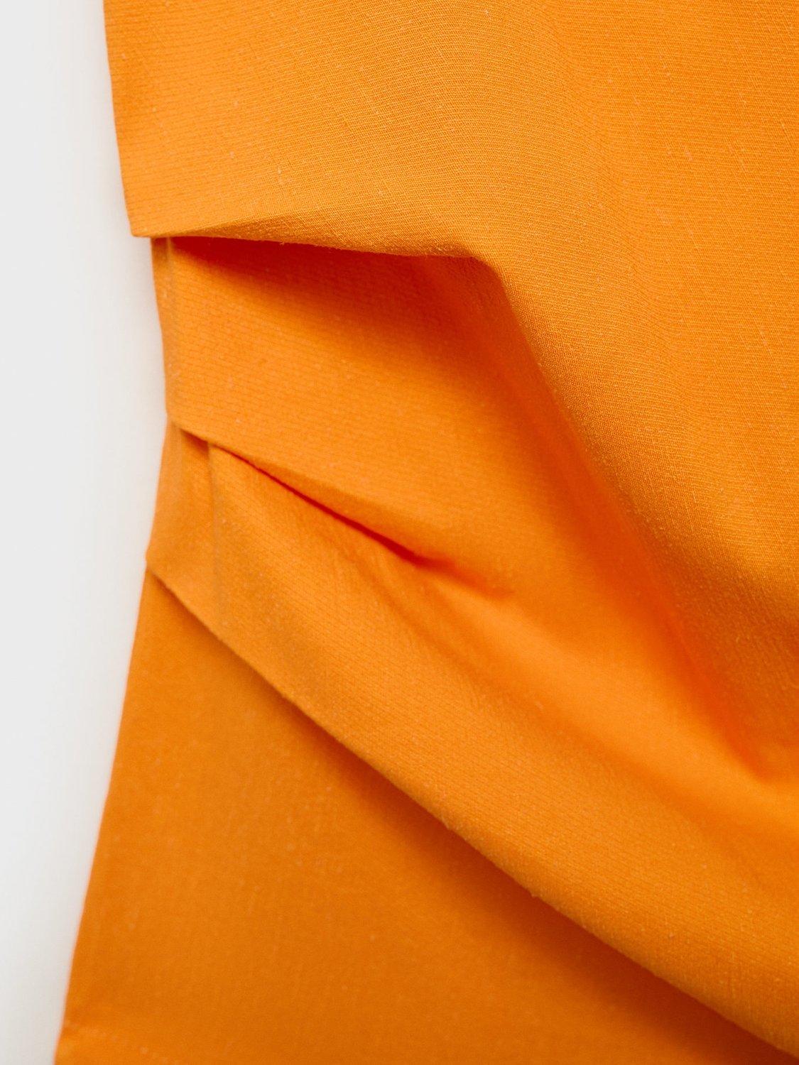 Product image 7 of 11, which shows Mango Benji Linen Blend Asymmetrical Strapless Top, Orange, XS