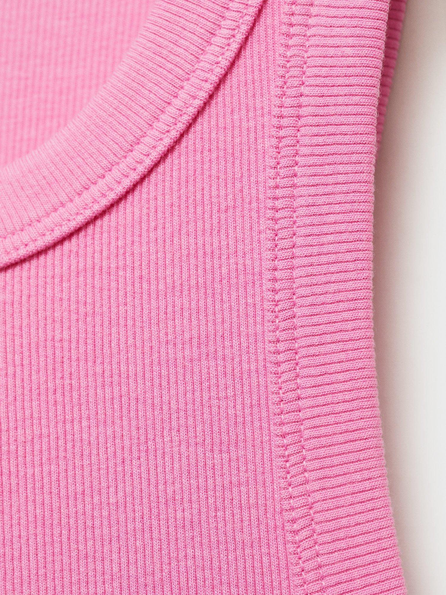 Product image 5 of 5, which shows Mango Bonico Cotton Blend Ribbed Top, Pastel Pink, XL
