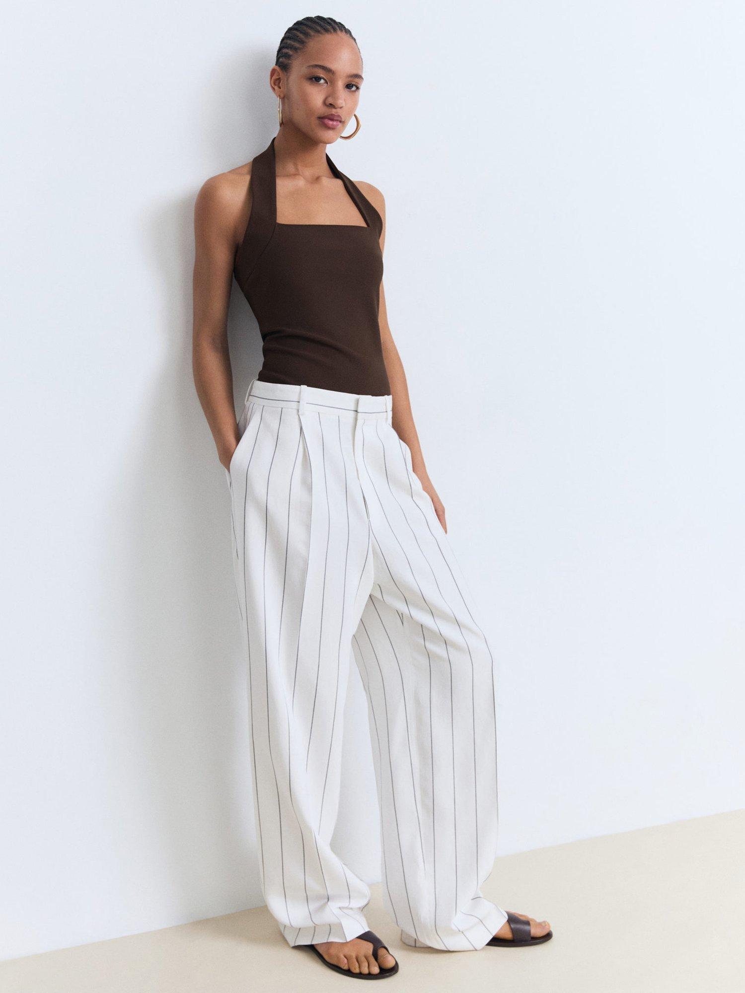 Product image 2 of 7, which shows Mango Brigitte Halter Neck Top, Brown, L