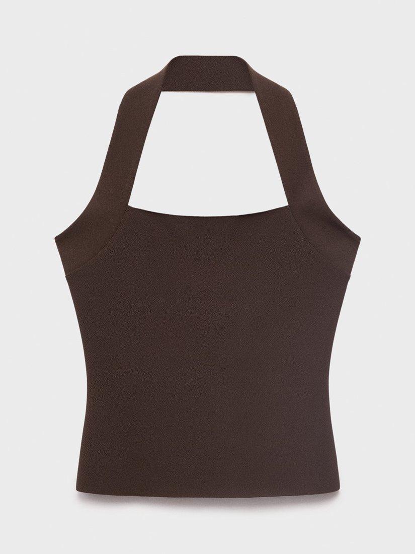 Product image 3 of 7, which shows Mango Brigitte Halter Neck Top, Brown, L
