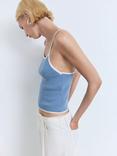 Mango Brunitu Contrast Trim Knit Top, Pastel Blue