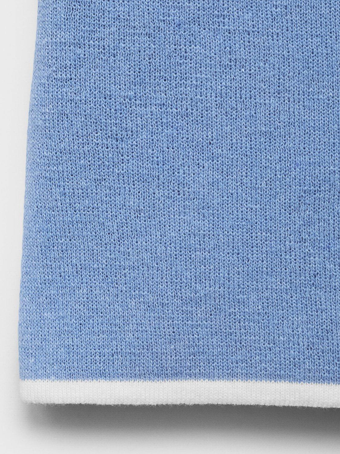 Product image 5 of 8, which shows Mango Brunitu Contrast Trim Knit Top, Pastel Blue, L