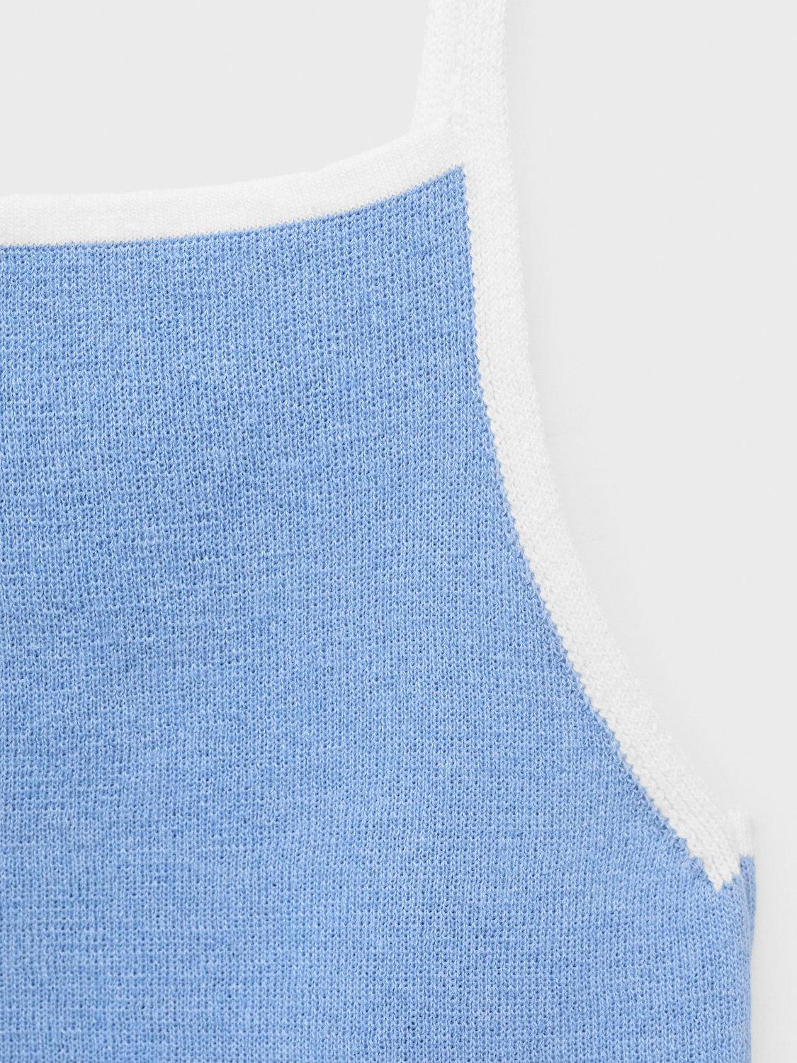 Product image 8 of 8, which shows Mango Brunitu Contrast Trim Knit Top, Pastel Blue, L