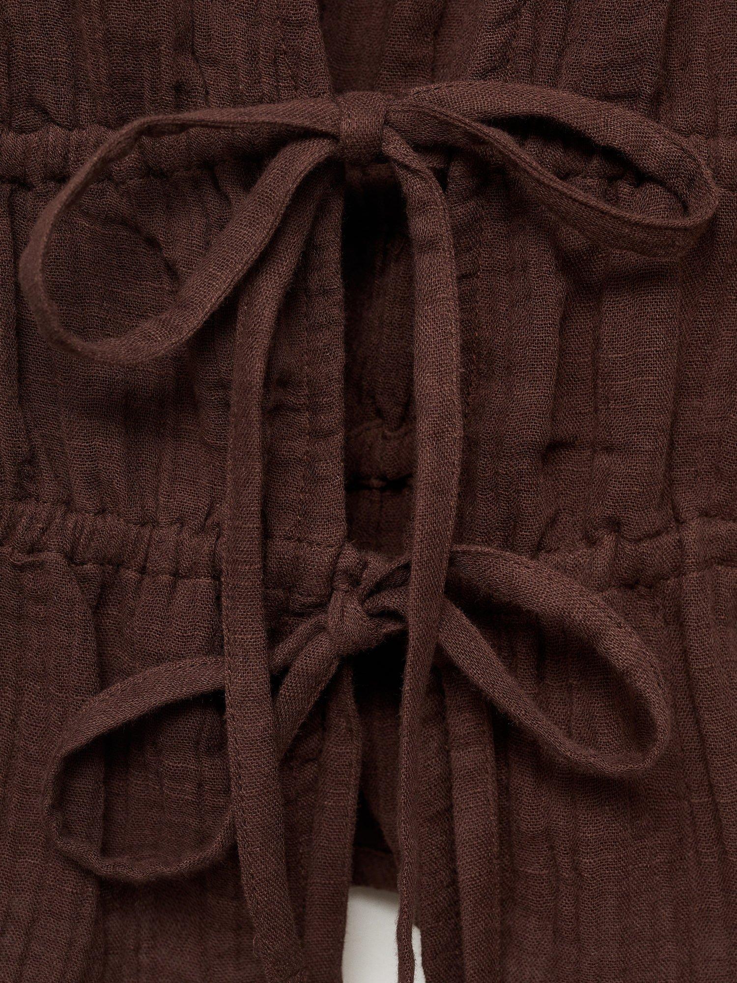 Product image 6 of 6, which shows Mango Corfu Tie Front Top, Dark Brown, L