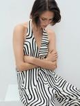 Mango Doty Geometric Linen Rich Wasitcoat, Natural White