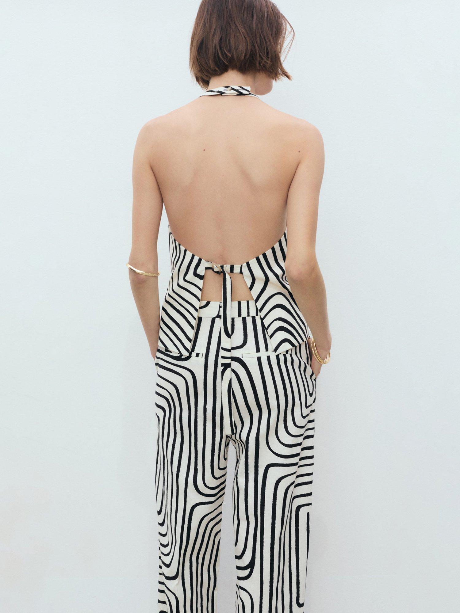 Product image 4 of 7, which shows Mango Doty Geometric Linen Rich Wasitcoat, Natural White, L