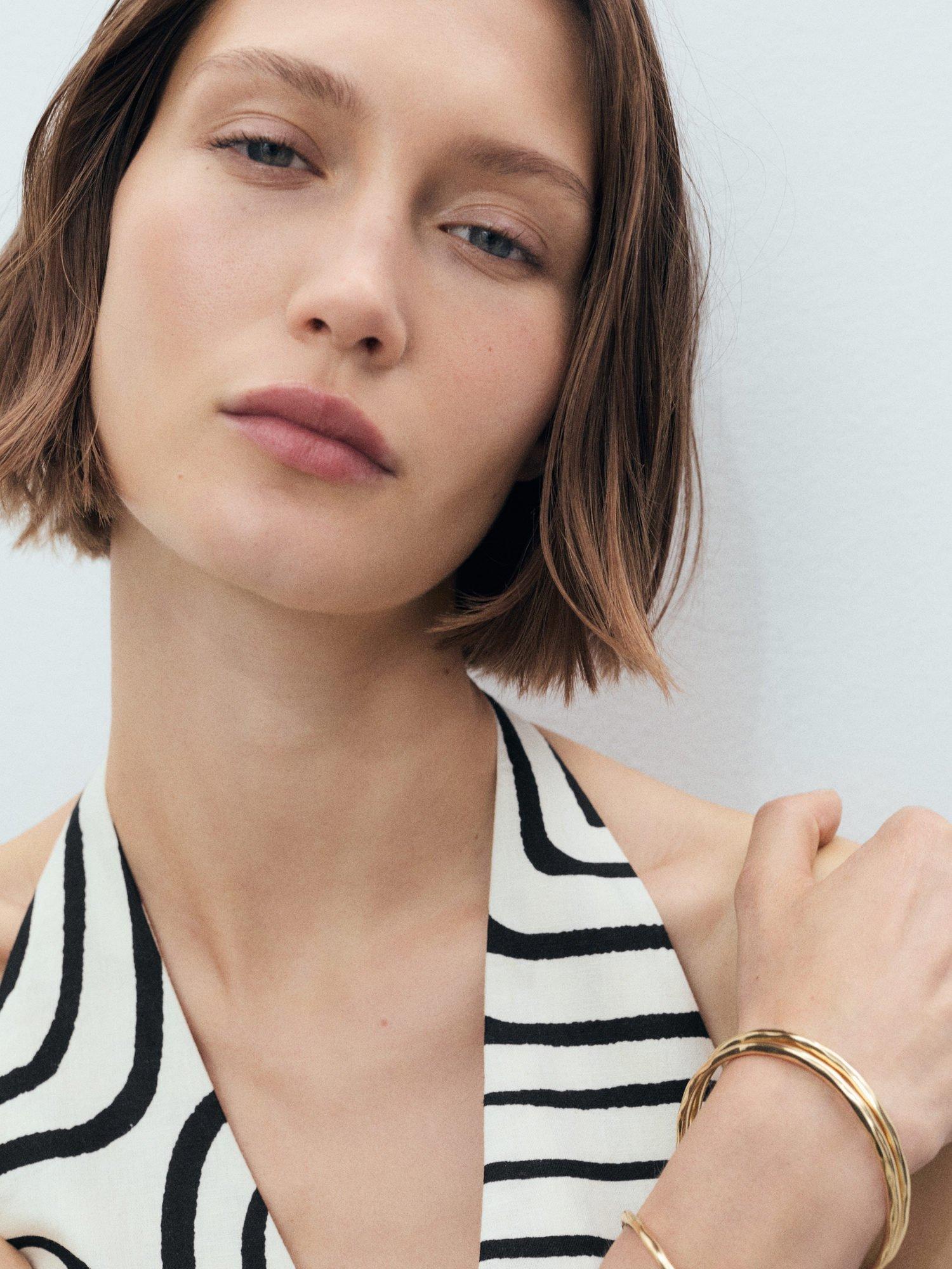 Product image 6 of 7, which shows Mango Doty Geometric Linen Rich Wasitcoat, Natural White, L