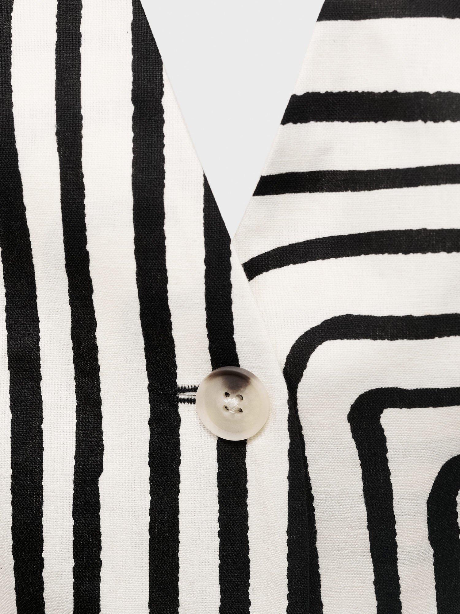 Product image 7 of 7, which shows Mango Doty Geometric Linen Rich Wasitcoat, Natural White, L